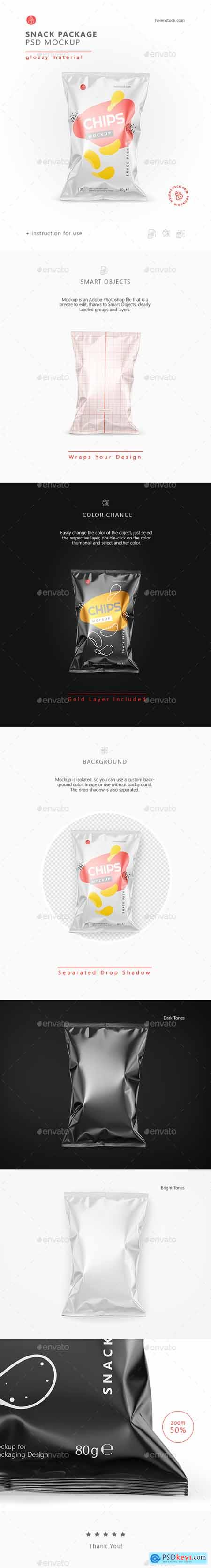 Glossy Snack Package Mockup - Front View 26538212