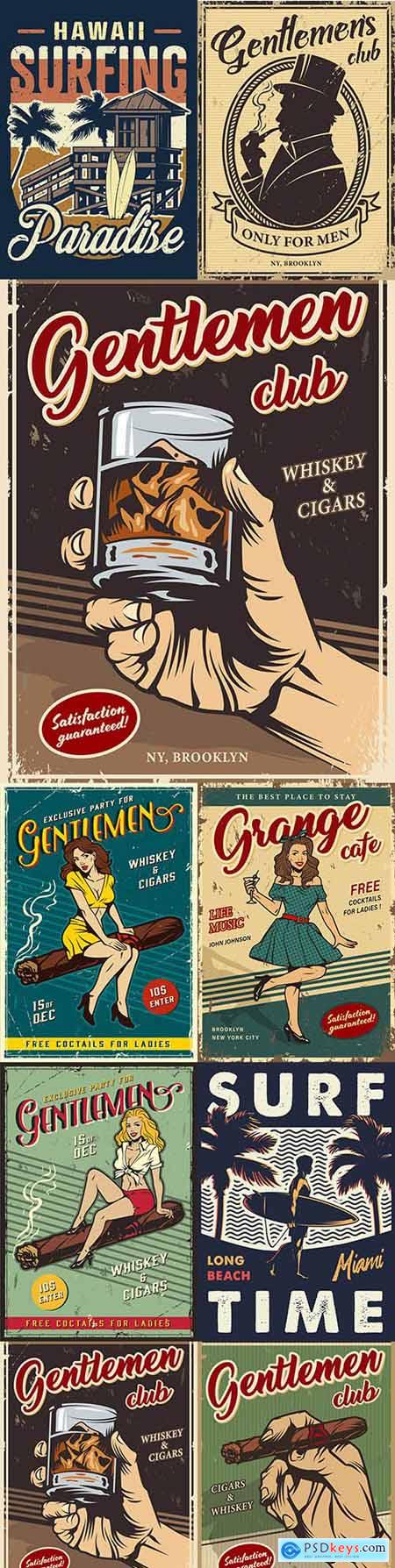 Vintage gentleman club advertising template