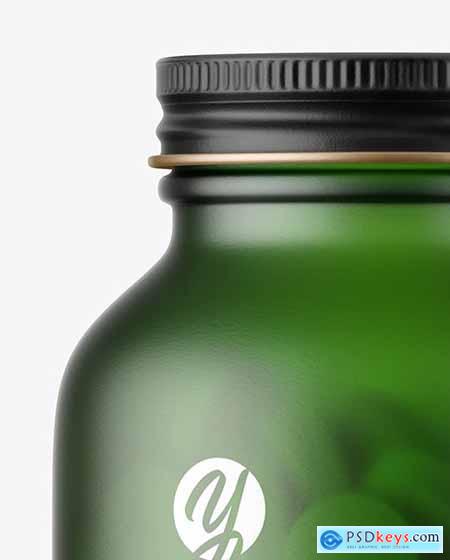 Frosted Green Glass Pills Bottle Mockup 59069