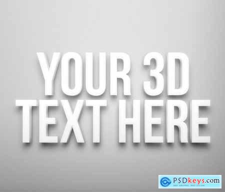 Minimal White 3D Text Effect Style Mockup 347938033