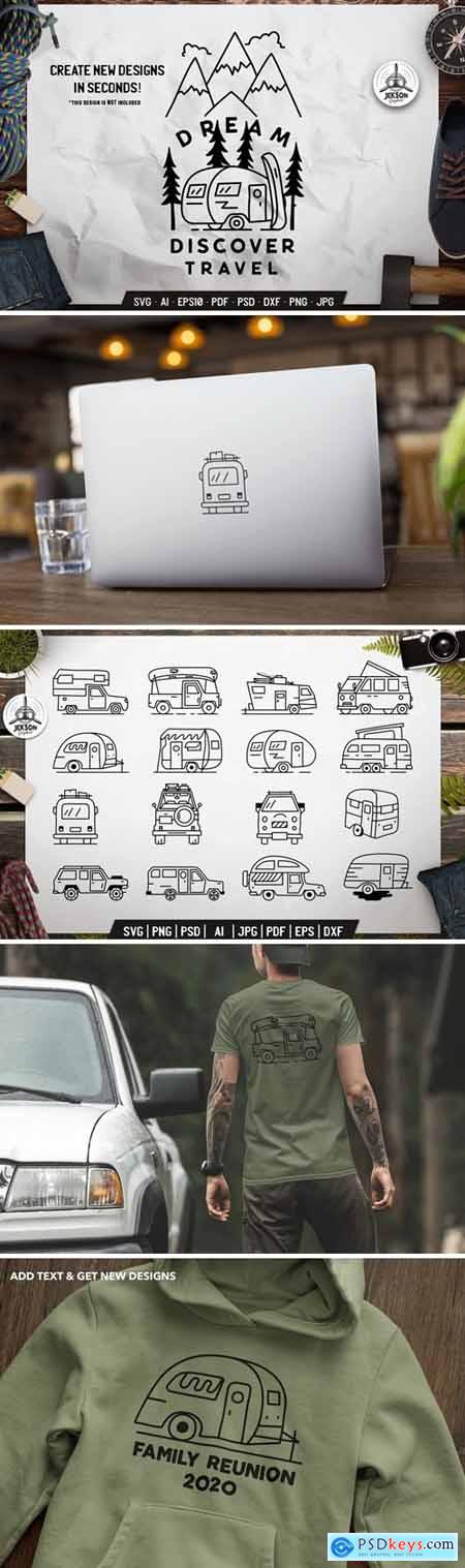 Vintage Camp Trailers Icons Bundle