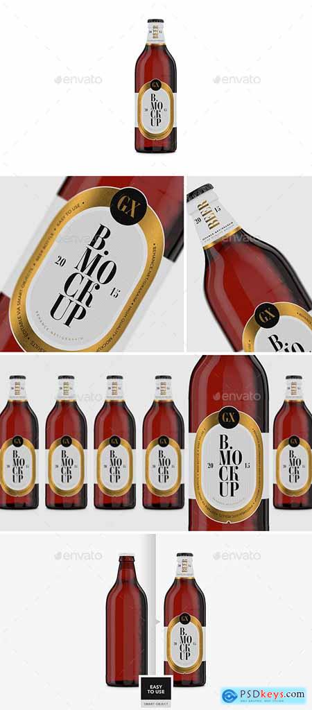 Beer Bottle Amber Glass Mockup 26636776