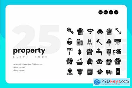 25 Property Glyph Icon Set