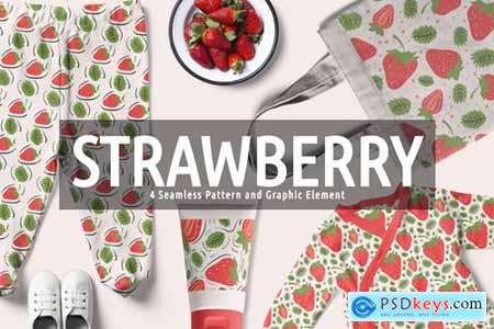 Strawberry Seamless Pattern And Graphic Element