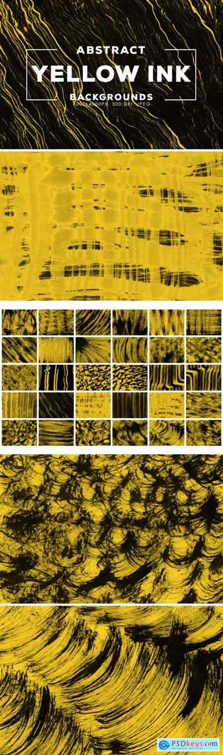 30 Yellow Abstract Ink Backgrounds