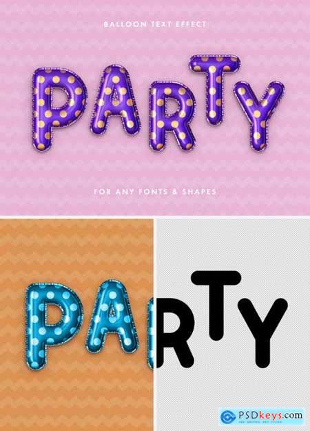 Party Foil Balloon Text Effect Mockup 348644896