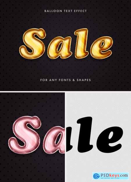 Sale Gold Foil Balloon Text Effect Mockup 348644935