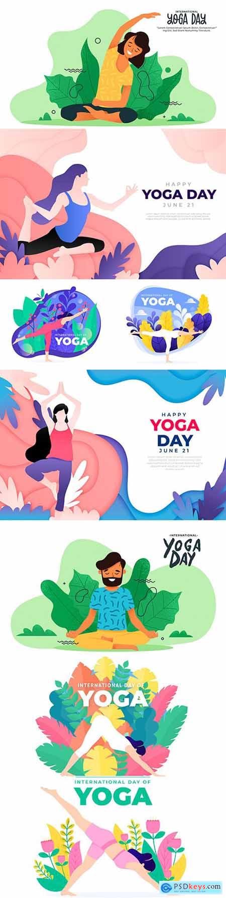 International Yoga celebration day flat design