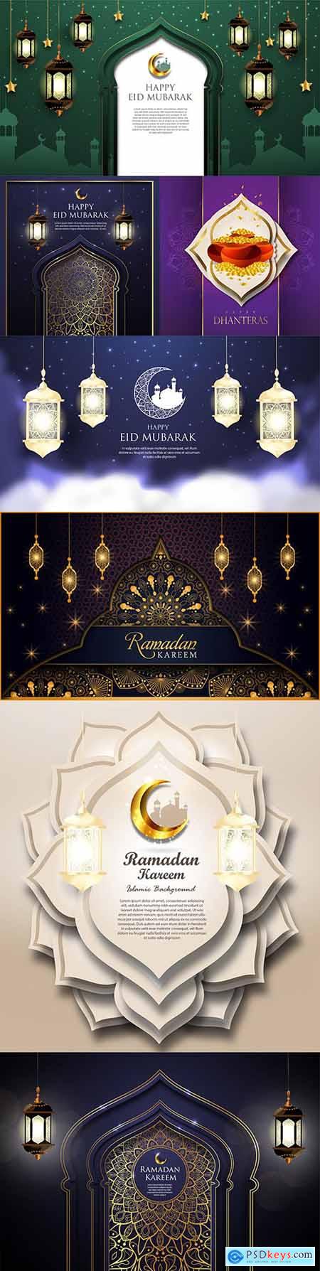 Ramadan Kareem and Eid Mubarak background Islamic 3