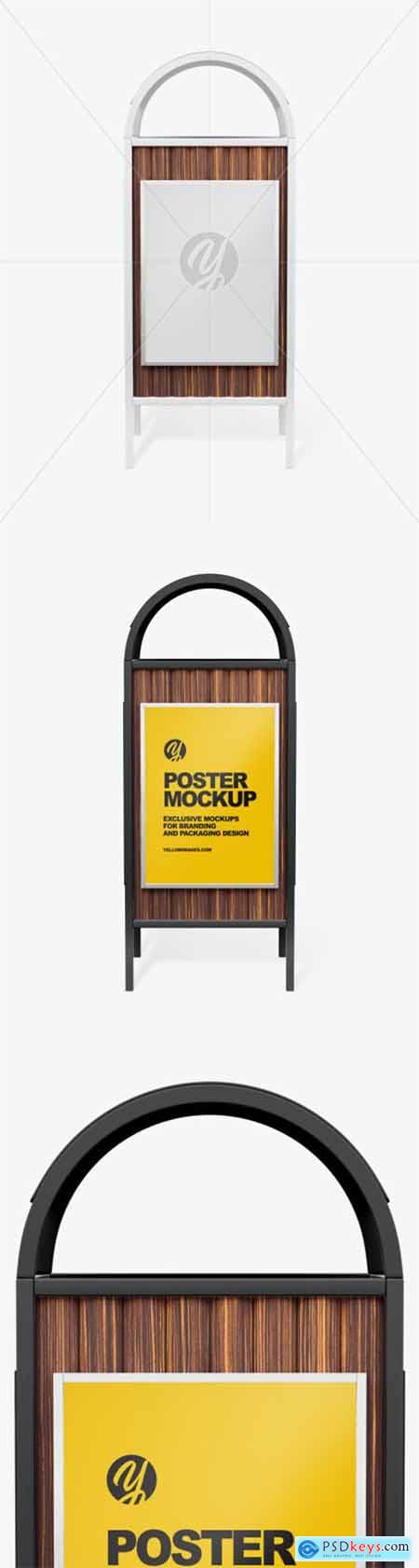 Rubbish Bin with Poster Mockup - Front View 54786