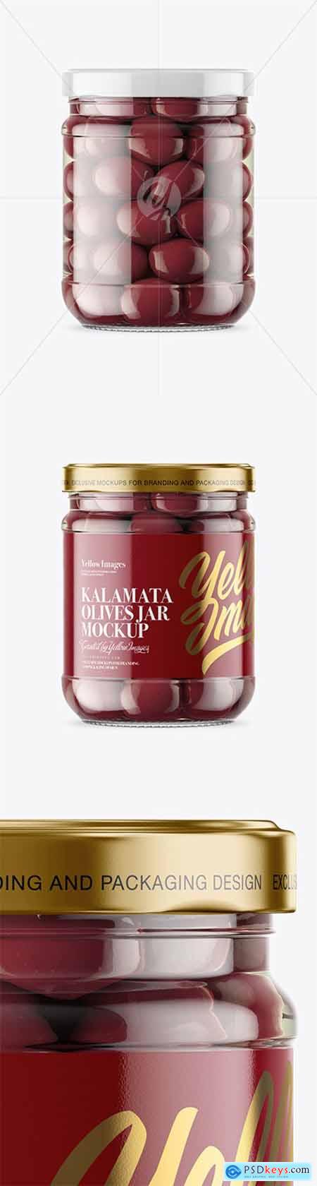 Clear Glass Jar with Kalamata Olives Mockup 46496