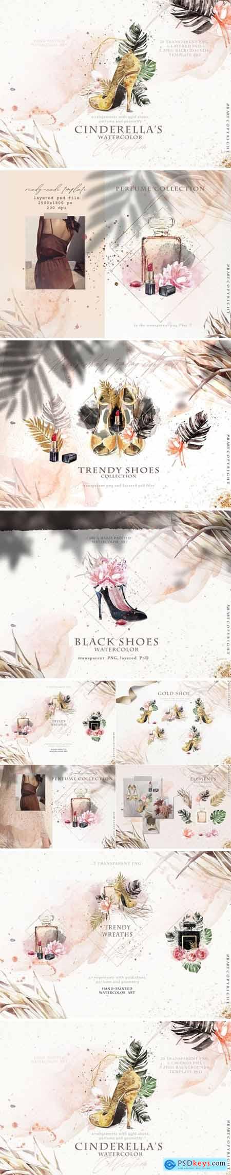Cinderellas shoe watercolor 4654398