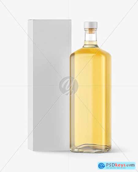 Golden Tequila Bottle with Box Mockup 53587