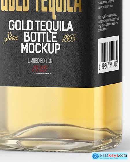 Golden Tequila Bottle with Box Mockup 53587