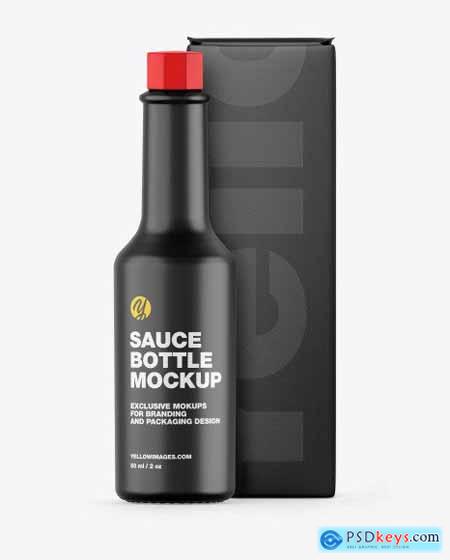 Glossy Sauce Bottle w- Box Mockup 53460