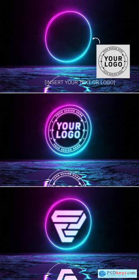 Reflective Neon Light Logo Mockup 350351898