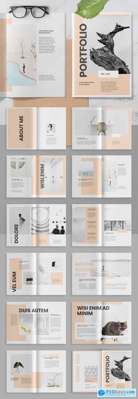 Portfolio Brochure Layout with Peach Accents 350352090