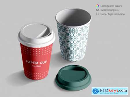 Realistic paper cups mockup