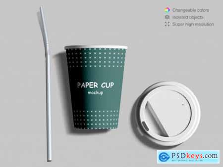 Realistic paper cups mockup