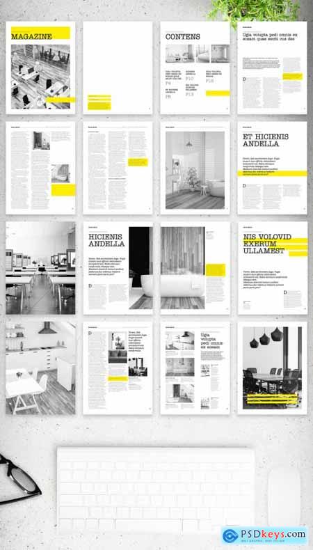 Modern Clean Digital Magazine Layout with Yellow Accents 350983742