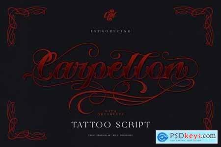 Carpellon Tattoo Script with Ornament