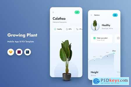 Growing Plant Mobile App UI Kit Template