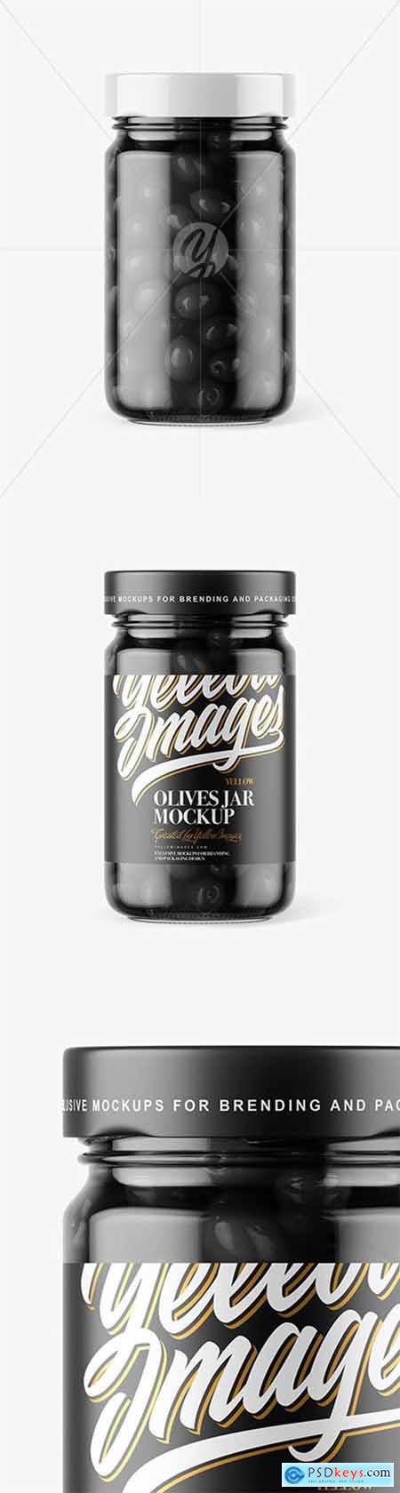 Clear Glass Jar with Black Olives Mockup 60810