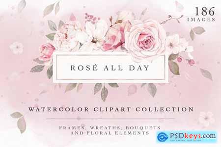 Rose Watercolor Clipart & Invitation 4593640