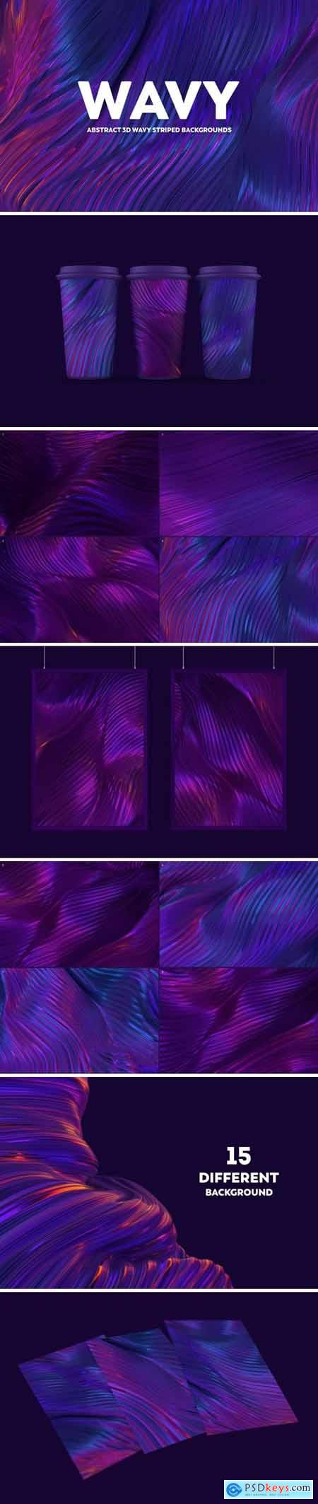 Abstract 3D Wavy Striped Backgrounds LV8GV8T