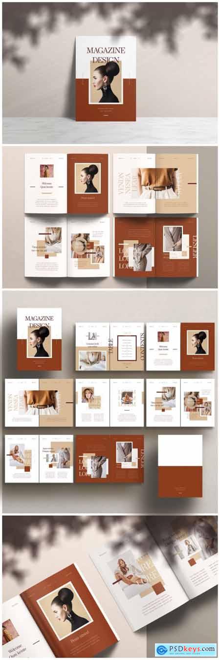 Magazine Layout with Brown Accents 352895780