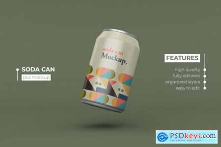 20 Realistic thin metallic soda can mockups design