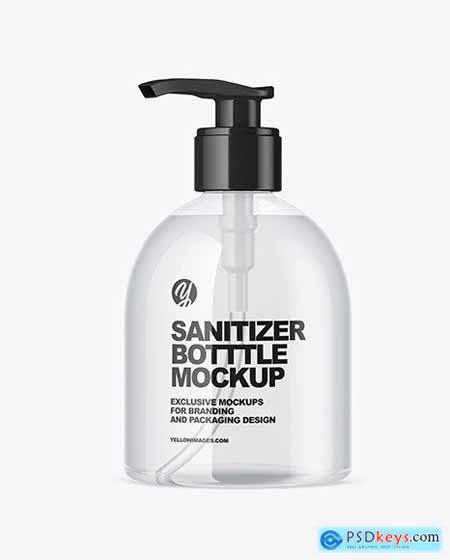 Clear Sanitizer Bottle w- Glossy Cap Mockup 60271