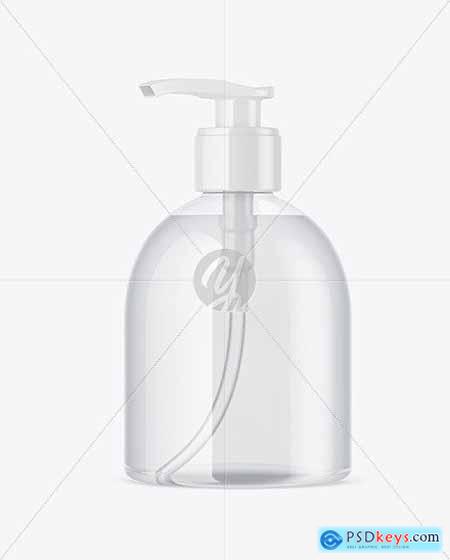 Clear Sanitizer Bottle w- Glossy Cap Mockup 60271