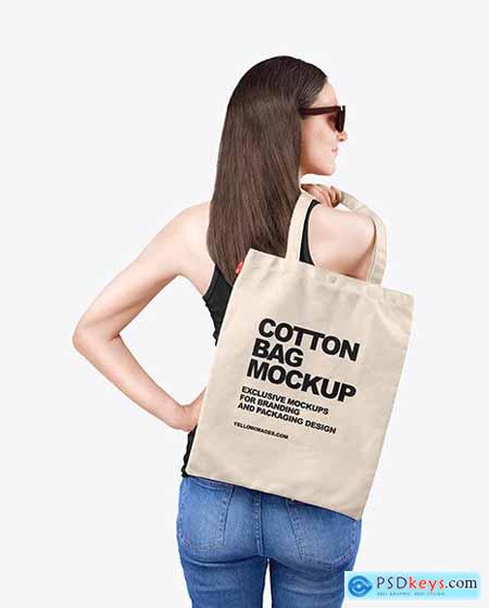 Woman w- Cotton Bag Mockup 61046