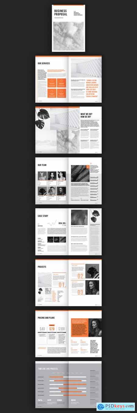 Business Proposal Layout with Orange Accents 353696160