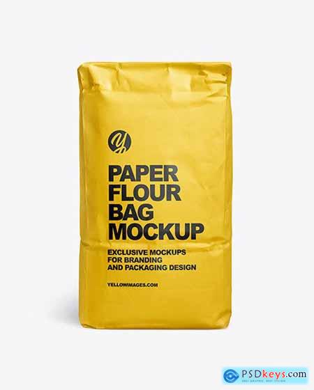 Paper Flour Bag Mockup - Front View 61238