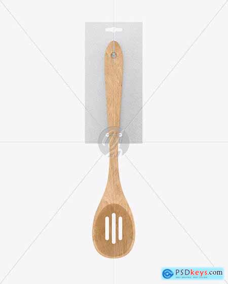 Wooden Kitchen Slotted Spoon Mockup 61207