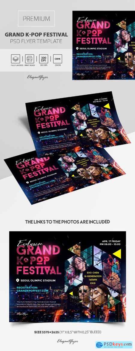 Grand K-Pop Festival  Premium PSD Flyer Template