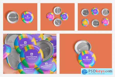 Glossy Circle Button Pin Badge Mockup Set 5000076