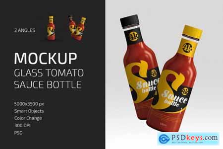 Glass Tomato Sauce Bottle Mockup Set 4998075