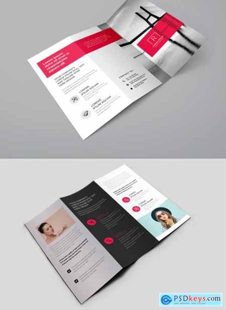 Corporte Business Trifold Brochure Layout with Red Accents 354420142