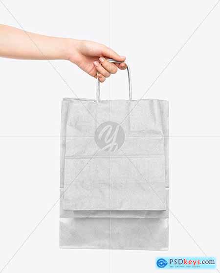 Hand w- Two Paper Bags Mockup 59341