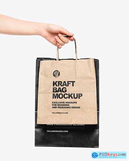 Hand w- Two Paper Bags Mockup 59341