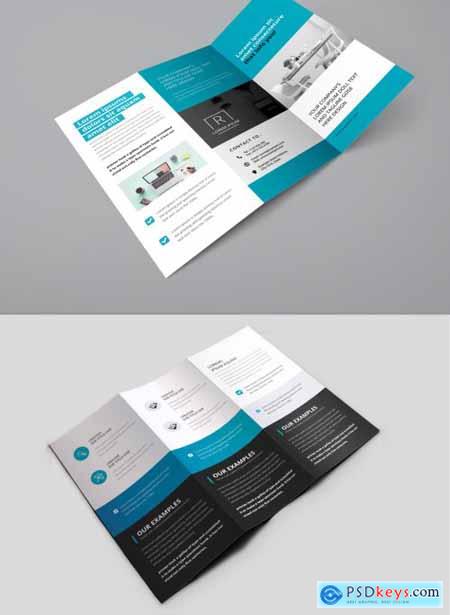 Creative Clean Trifold Brochure Layout with Blue Accent 354420176