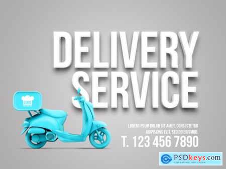 Delivery Service Advertising with Text and Color Motorcycle Mockup 354400886