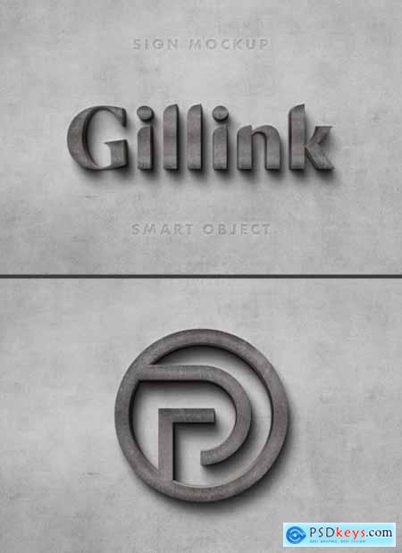 3D Concrete Logo Sign Mockup on Wall 354731103