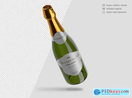 Realistic isometric variety of champagne bottles mockup template