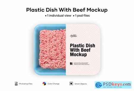 Plastic Dish With Beef Mockup 5005127