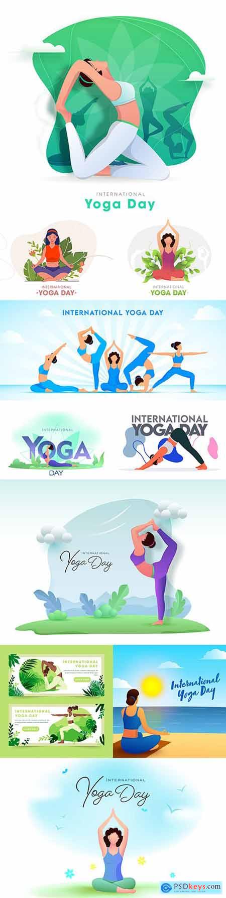 Yoga International day and meditation design illustration 6
