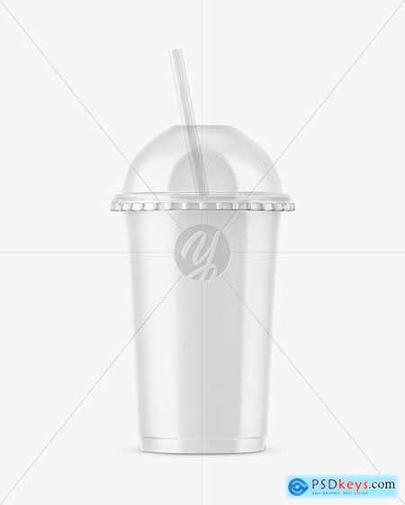 Glossy Plastic Cup with Transparent Cap Mockup 59247